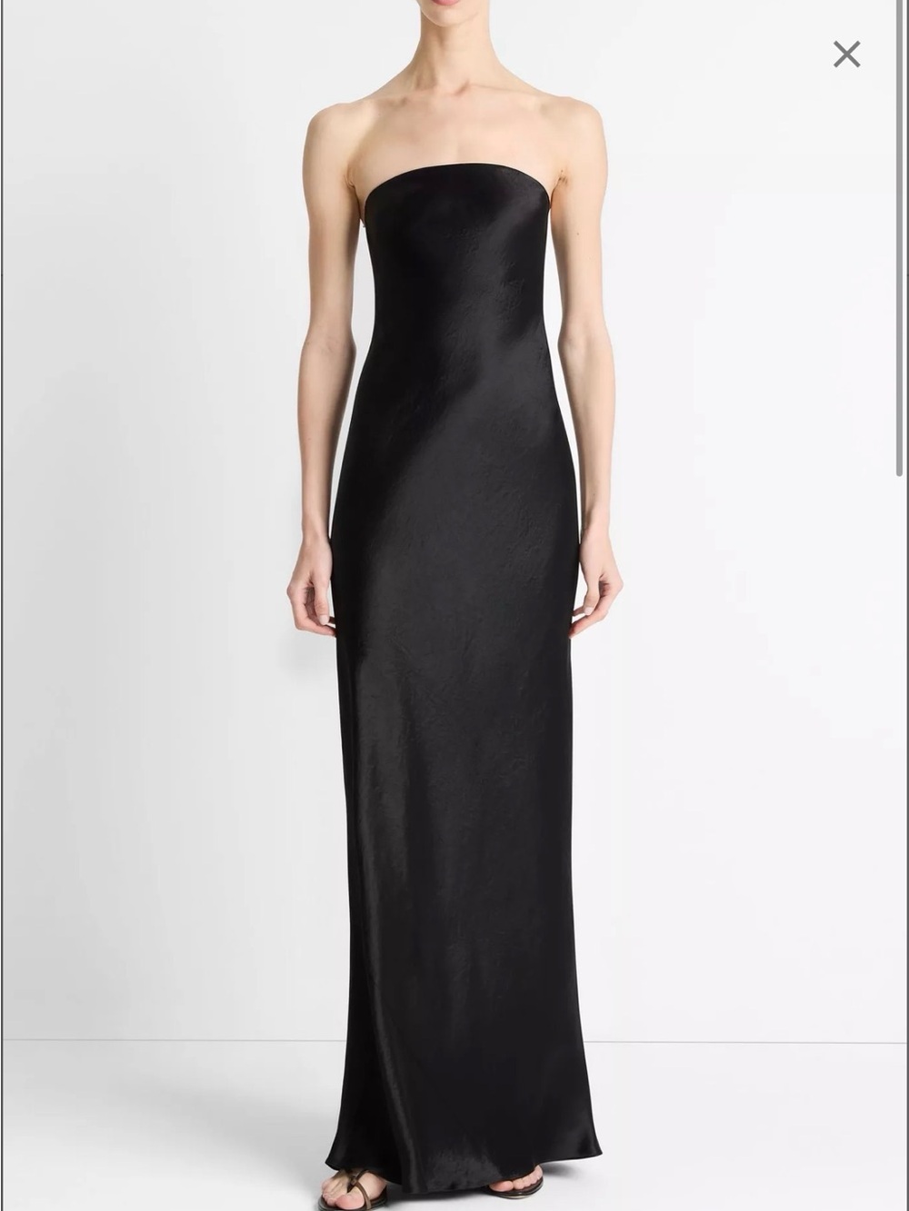 Vince Satin Strapless Maxi Dress Black Size 6 NWT quiet luxury minimalist